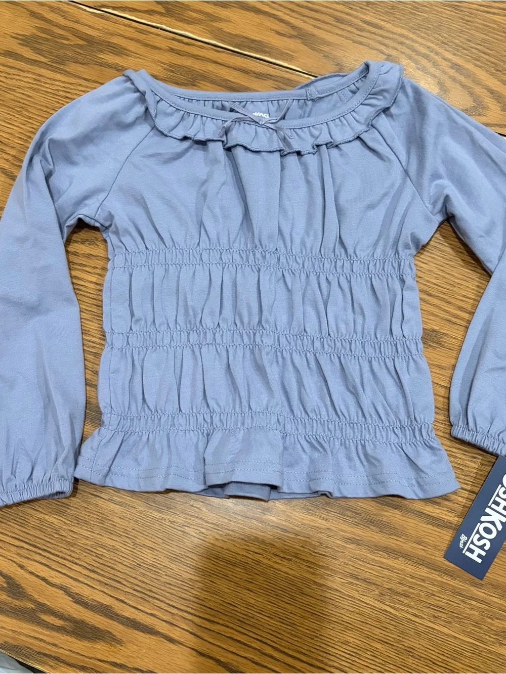 OshKosh B'gosh Light Blue Smocked Long Sleeve Top